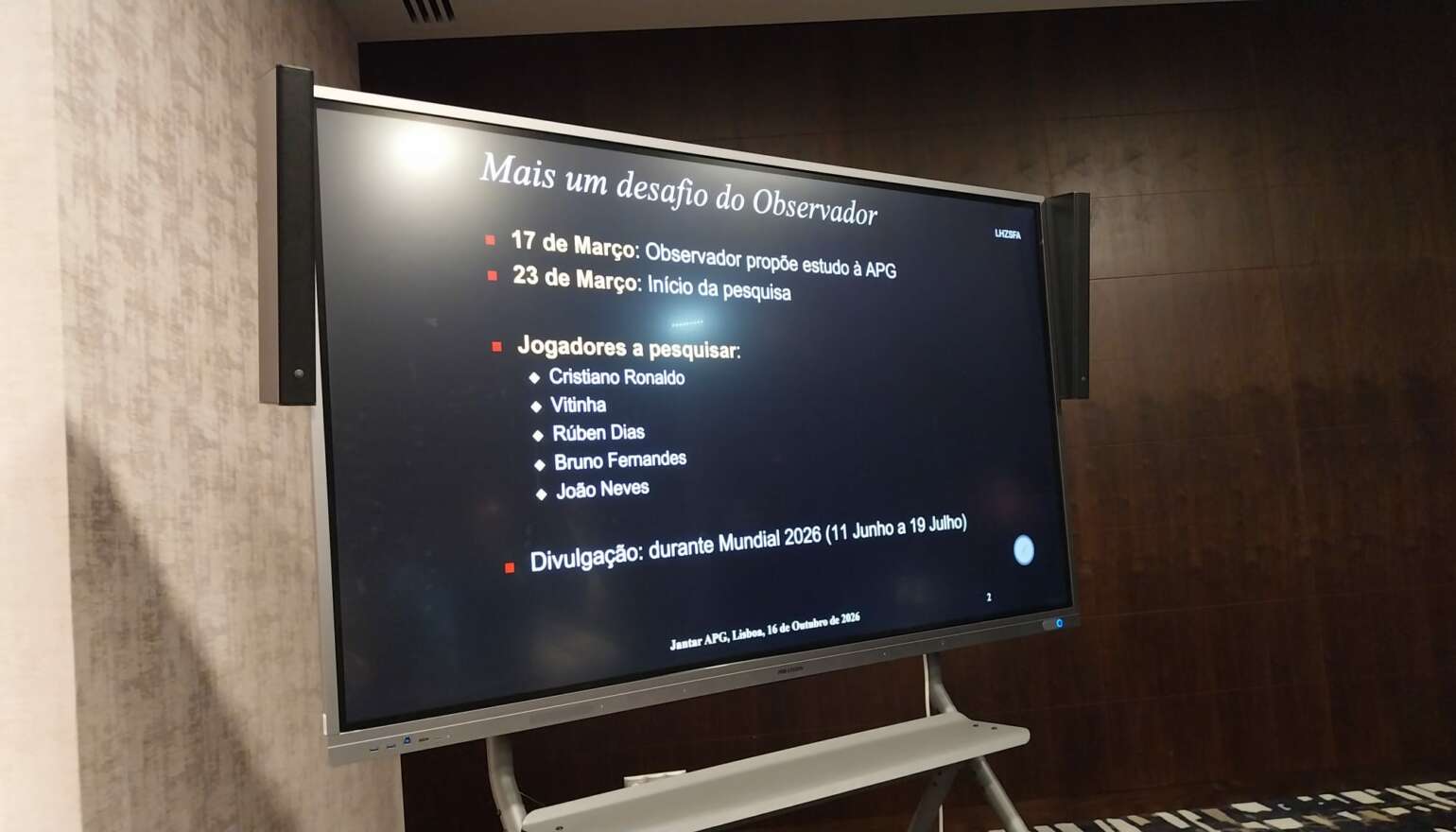 Jantar-Tertúlia de Outubro com TnT: As raízes da Selecção Nacional de futebol